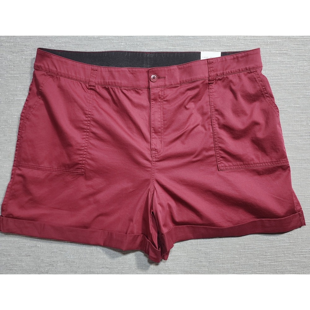 Lane Bryant Softest Collection Mid Rise Shorts Womens 24 Burgundy Red Cuffed New